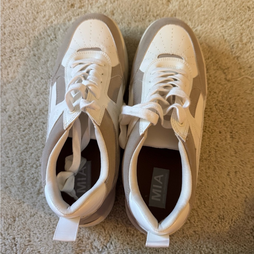 White and Beige MIA Sneakers